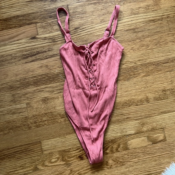 Urban Outfitters bodysuit Mauve / Pink tie up - medium - Picture 7 of 10